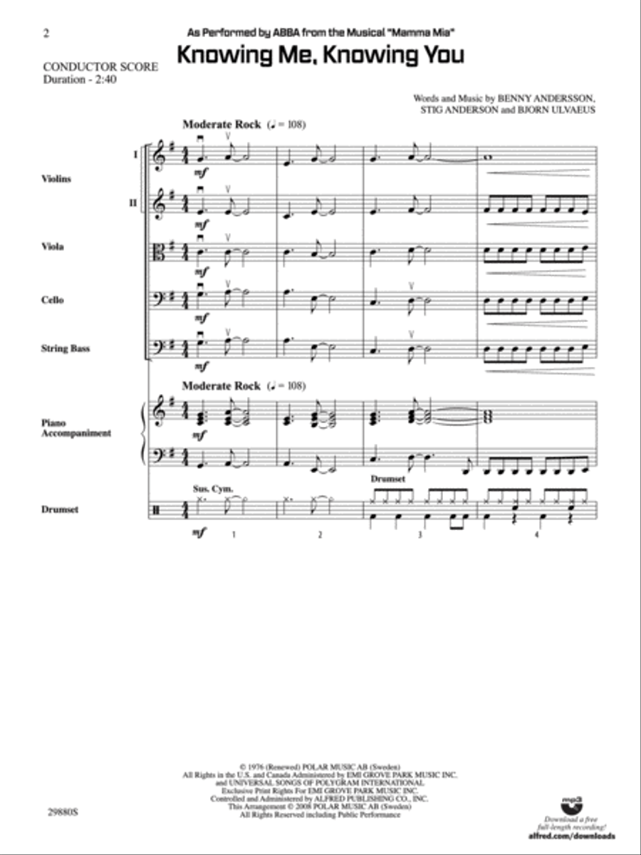 Knowing Me, Knowing You String Orchestra scores gallery preview page 2