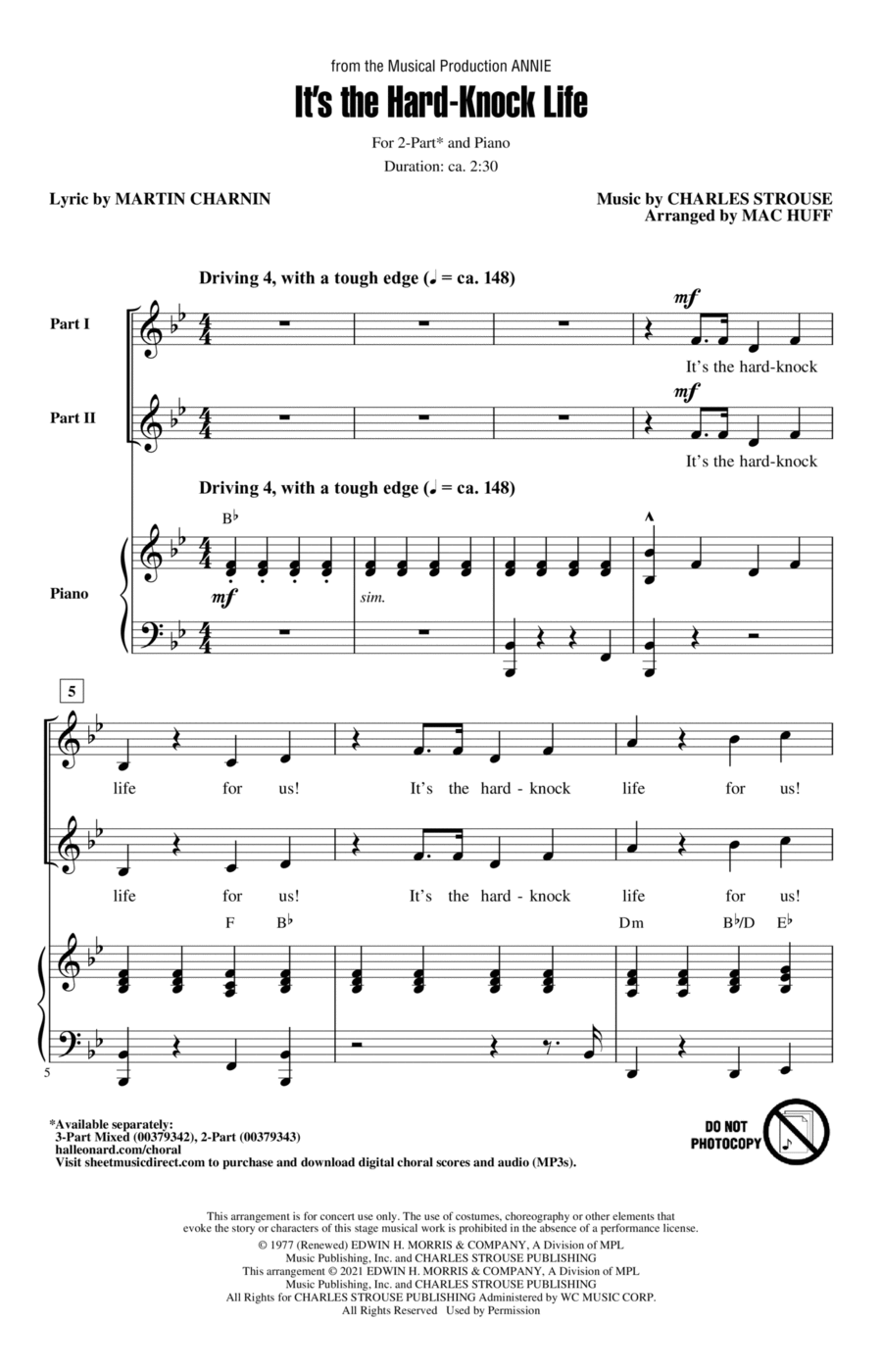 It's The Hard-Knock Life (from Annie) (arr. Mac Huff) 2-Part scores gallery preview page 1