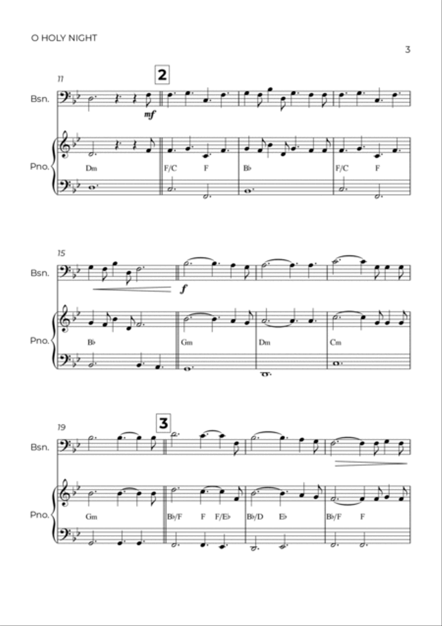 O Holy Night Bassoon scores gallery preview page 3