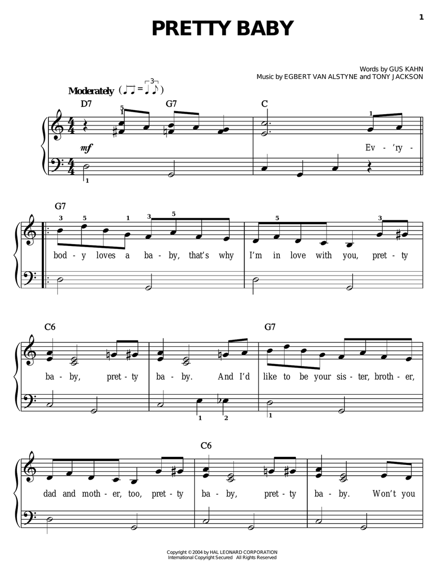 Pretty Baby Easy Piano scores gallery preview page 1
