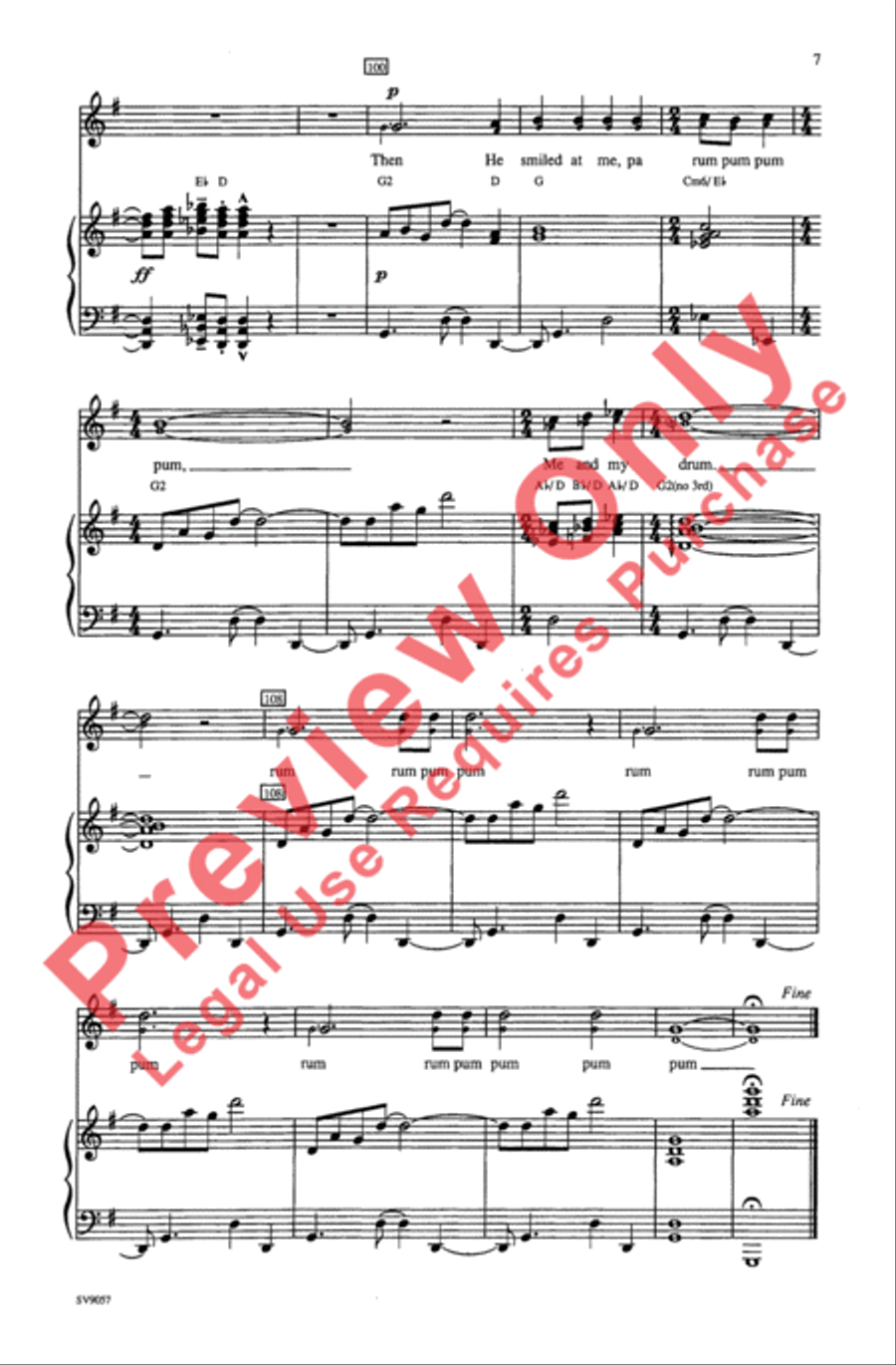 The Little Drummer Boy Unison Choir scores gallery preview page 7