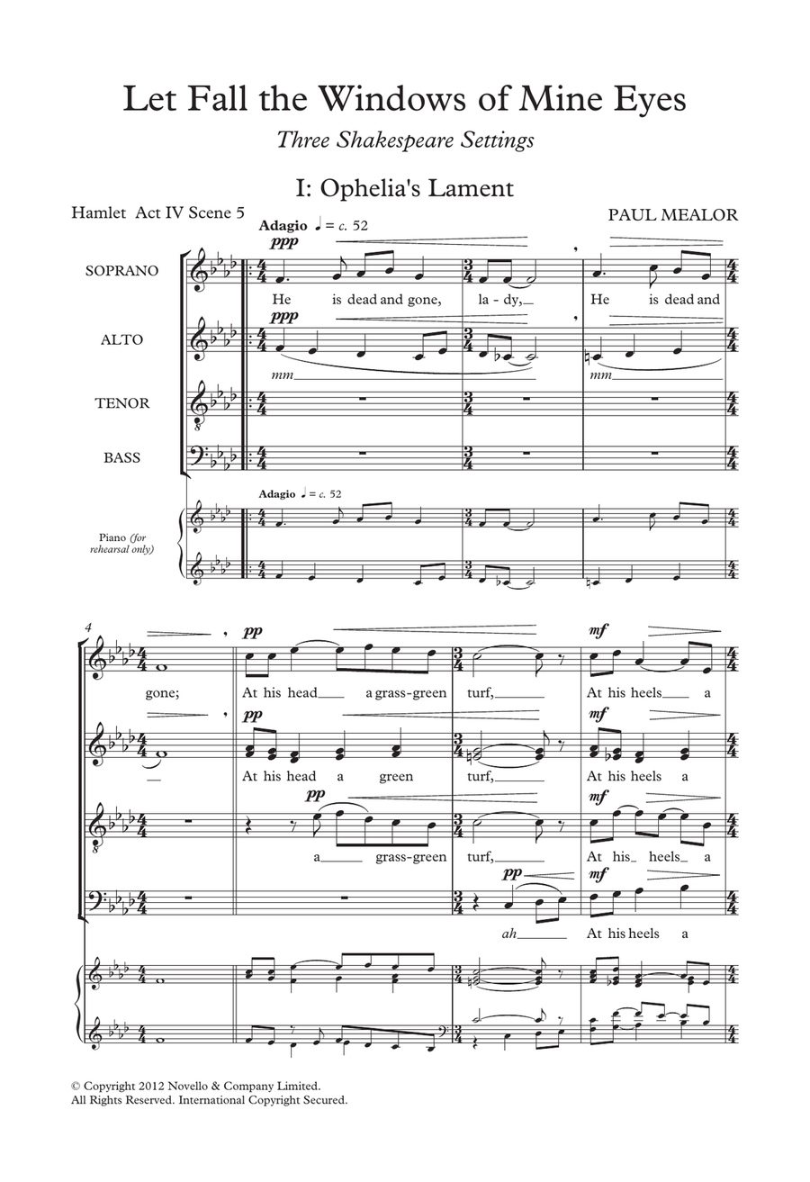 Let Fall The Windows Of Mine Eyes 4-Part scores gallery preview page 1