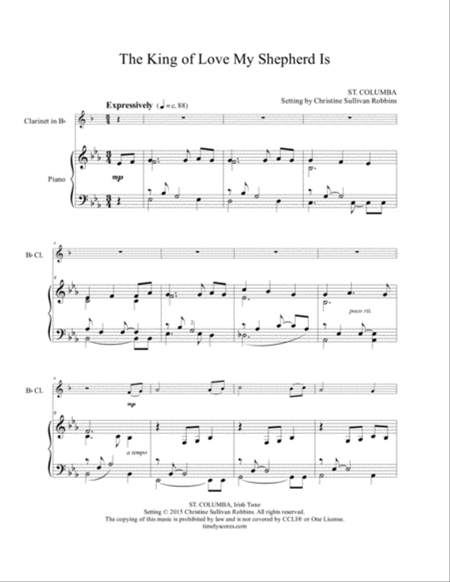 The King of Love My Shepherd Is Clarinet Solo scores gallery preview page 1