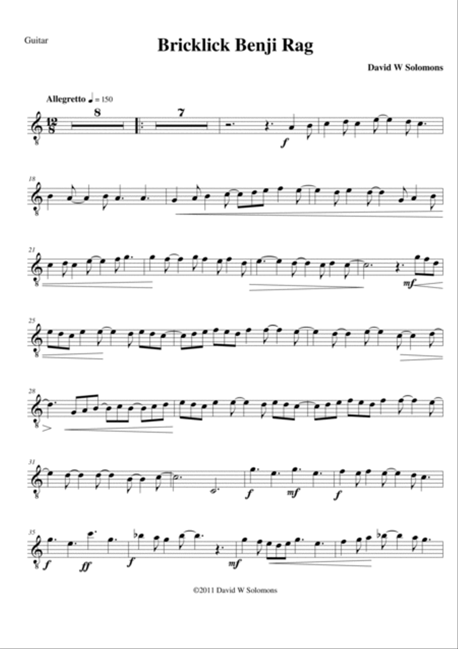 Bricklick Benji Rag Classical Guitar scores gallery preview page 5