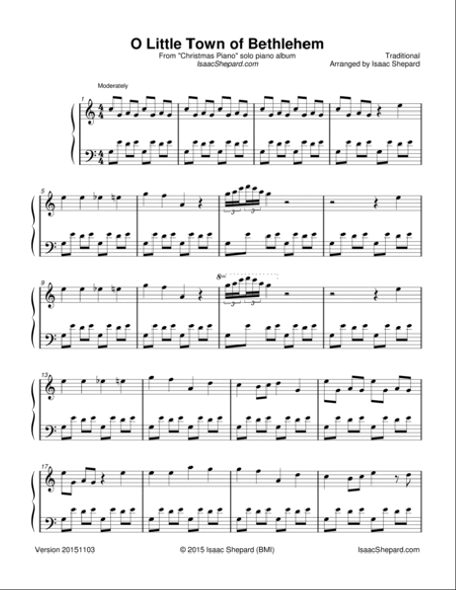 O Little Town of Bethlehem Piano Solo scores gallery preview page 2