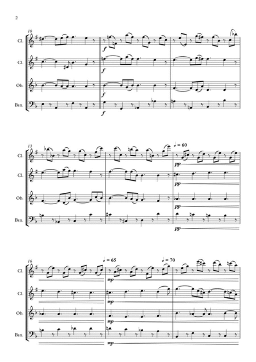 Mozart - Lacrimosa for Woodwind Quartet Woodwind Quartet scores gallery preview page 2