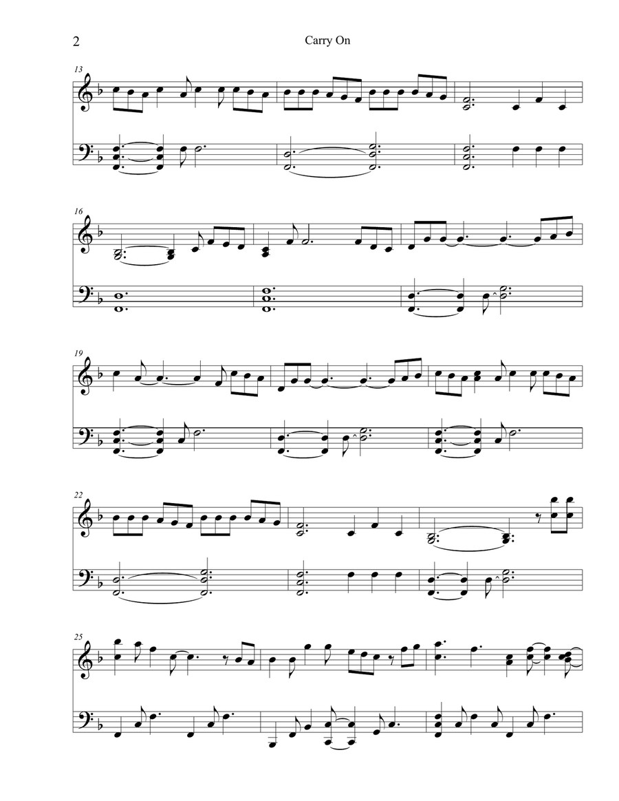 Carry On Piano Solo scores gallery preview page 2