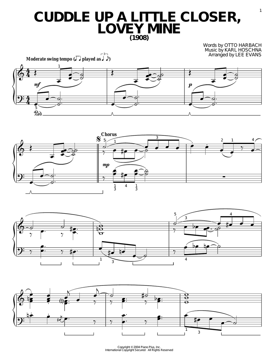 Cuddle Up A Little Closer, Lovey Mine Piano Solo scores gallery preview page 1