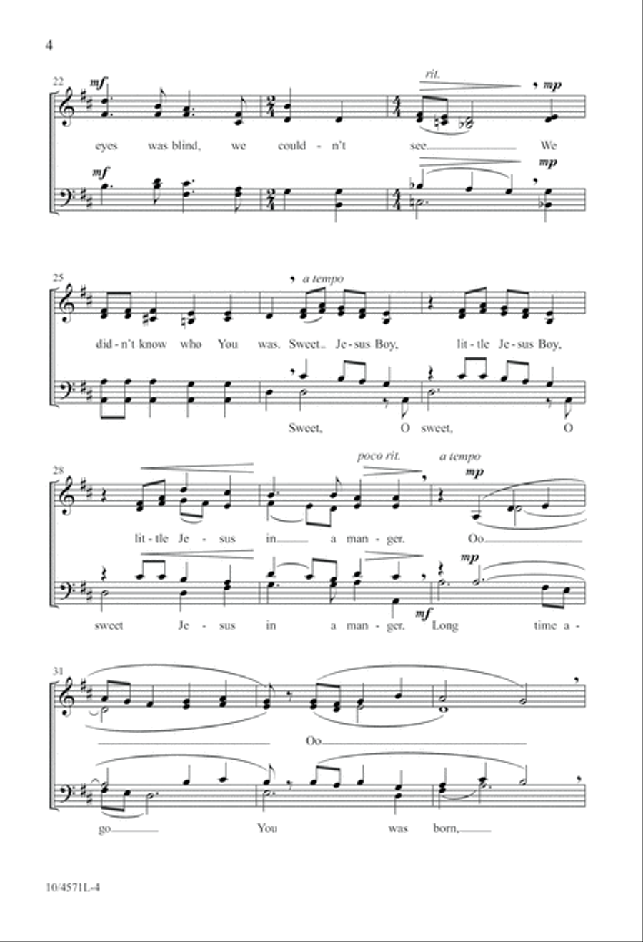 Sweet Little Jesus Boy 4-Part scores gallery preview page 5
