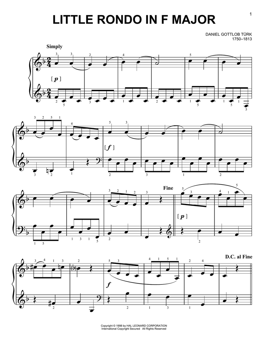 Little Rondo Little Rondo Easy Piano scores gallery preview page 1