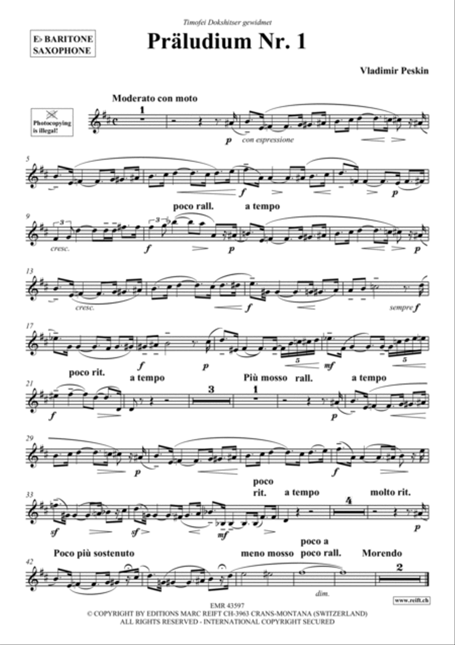 Praludium No. 1 Baritone Saxophone scores gallery preview page 2
