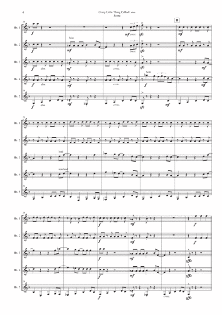 Crazy Little Thing Called Love Brass Ensemble scores gallery preview page 4