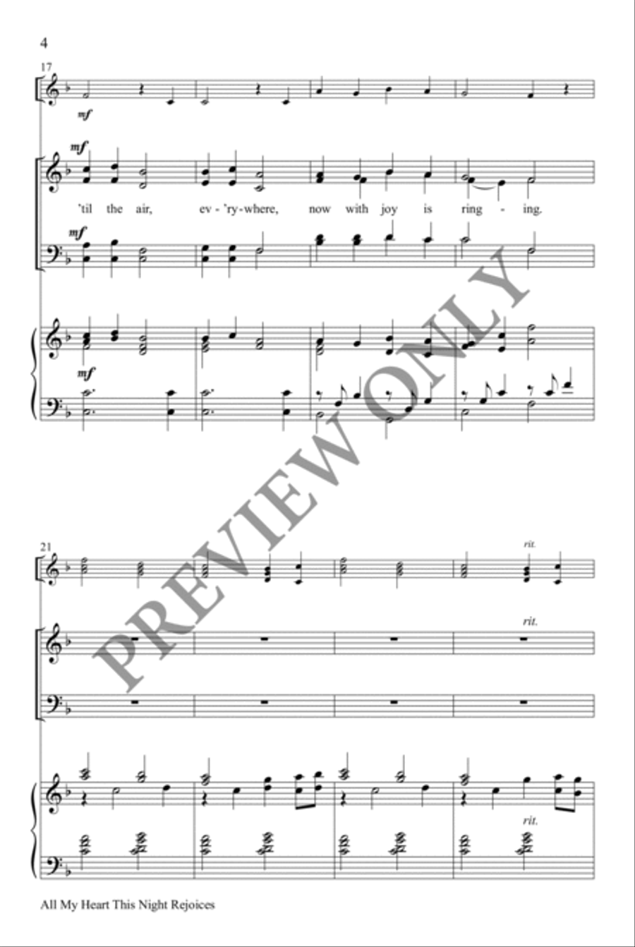 All My Heart This Night Rejoices 4-Part scores gallery preview page 4