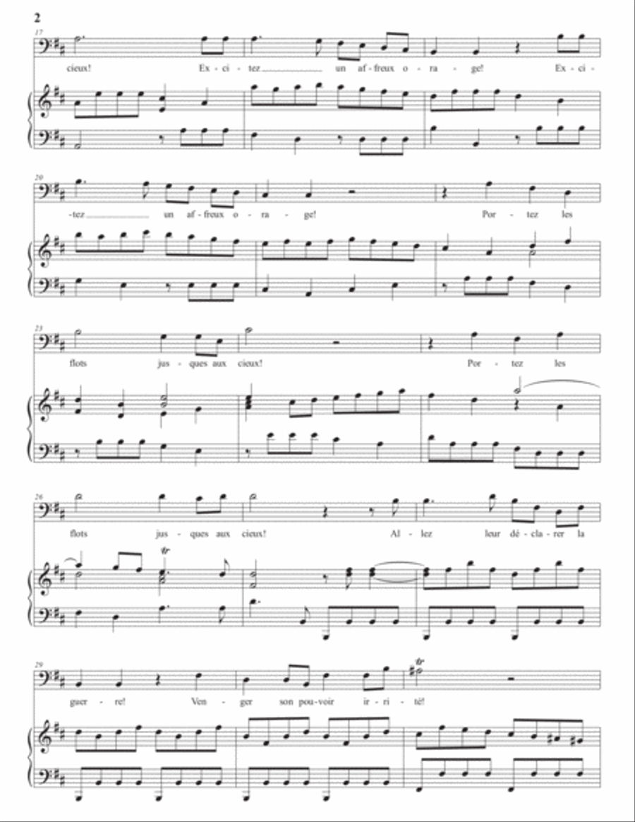 RAMEAU: Volez, tyrans des airs, Aquilons furieux (transposed to D major) Voice scores gallery preview page 3