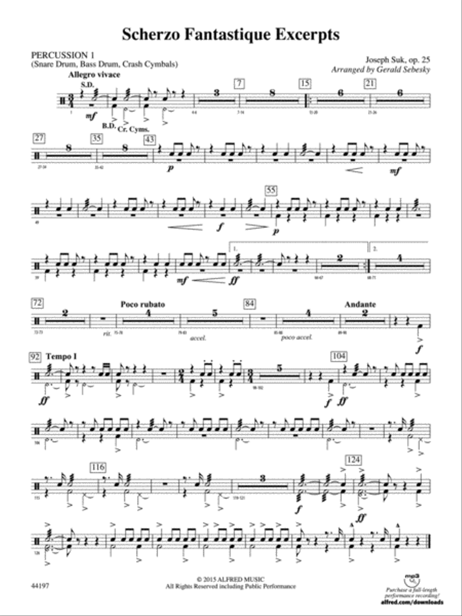 Scherzo Fantastique Excerpts: 1st Percussion Concert Band scores gallery preview page 1