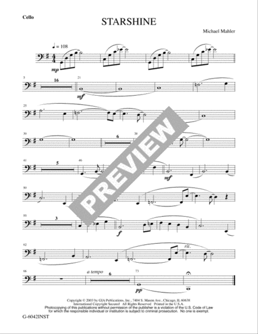 Starshine - Instrument edition Cello scores gallery preview page 5