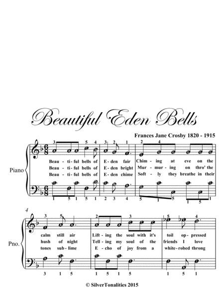 Beautiful Eden Bells Easy Piano Sheet Music