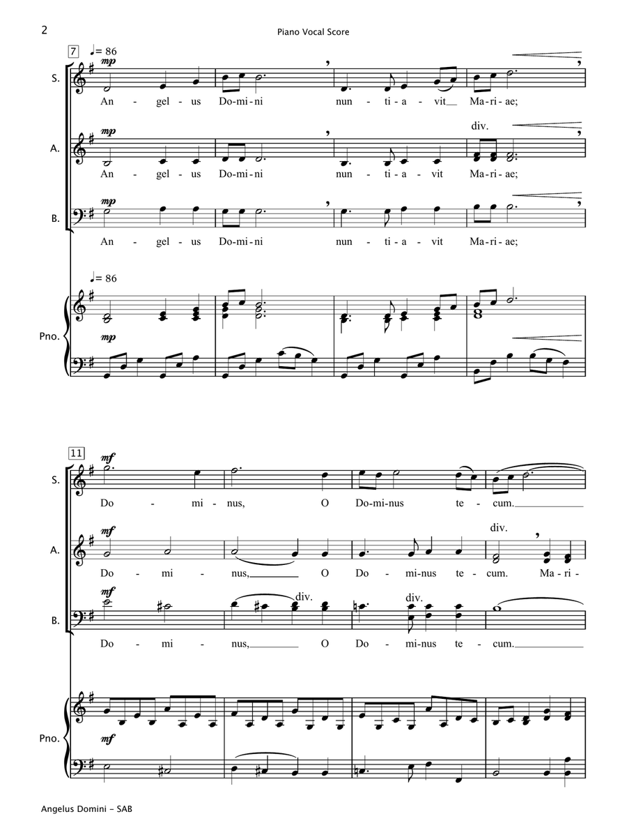 Angelus Domini (SAB Choir & Piano) 3-Part scores gallery preview page 3