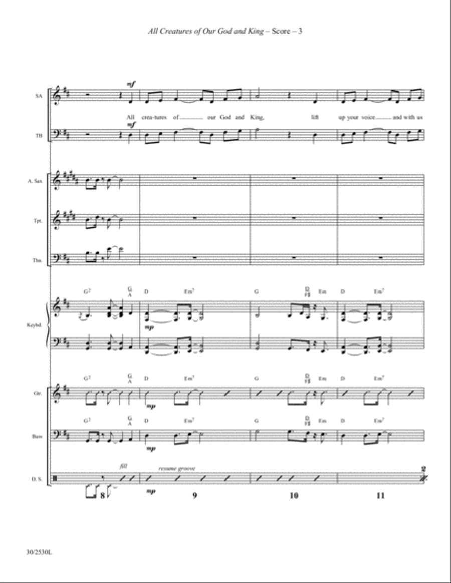 All Creatures of Our God and King - Instrumental Ensemble Score/Parts - Digital Alto Saxophone scores gallery preview page 3