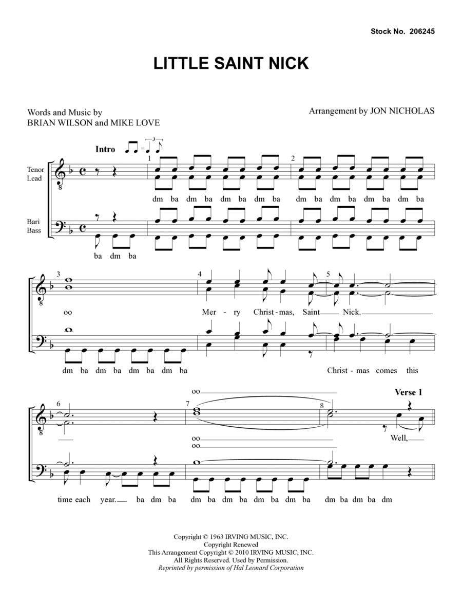 Little Saint Nick (arr. Jon Nicholas) TTBB scores gallery preview page 1