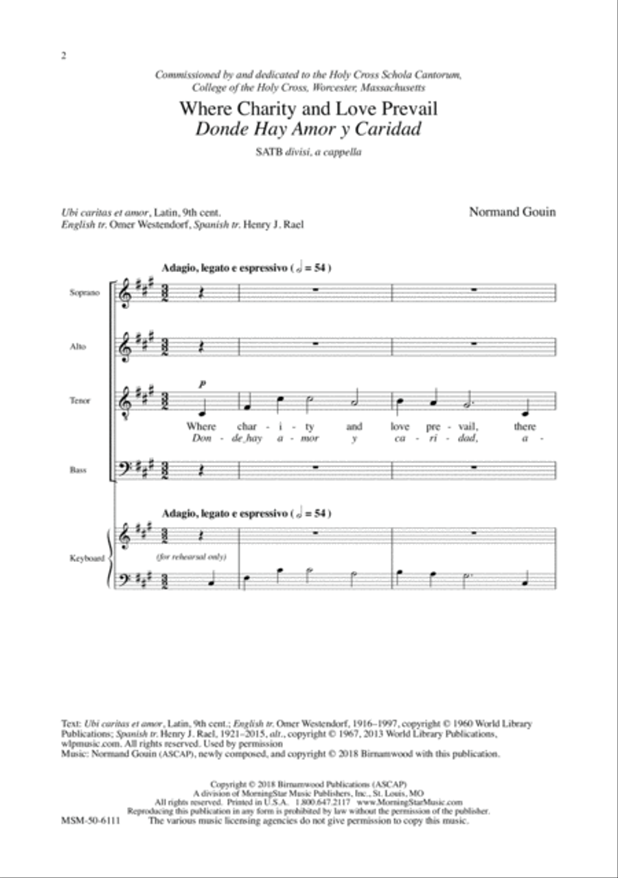 Where Charity and Love Prevail/Donde Hay Amor y Caridad Divisi scores gallery preview page 2