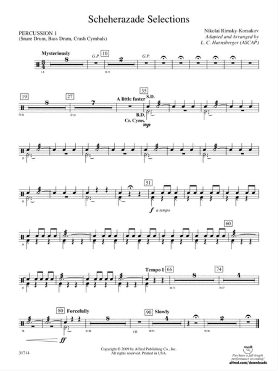Scheherazade Selections: 1st Percussion Concert Band scores gallery preview page 1