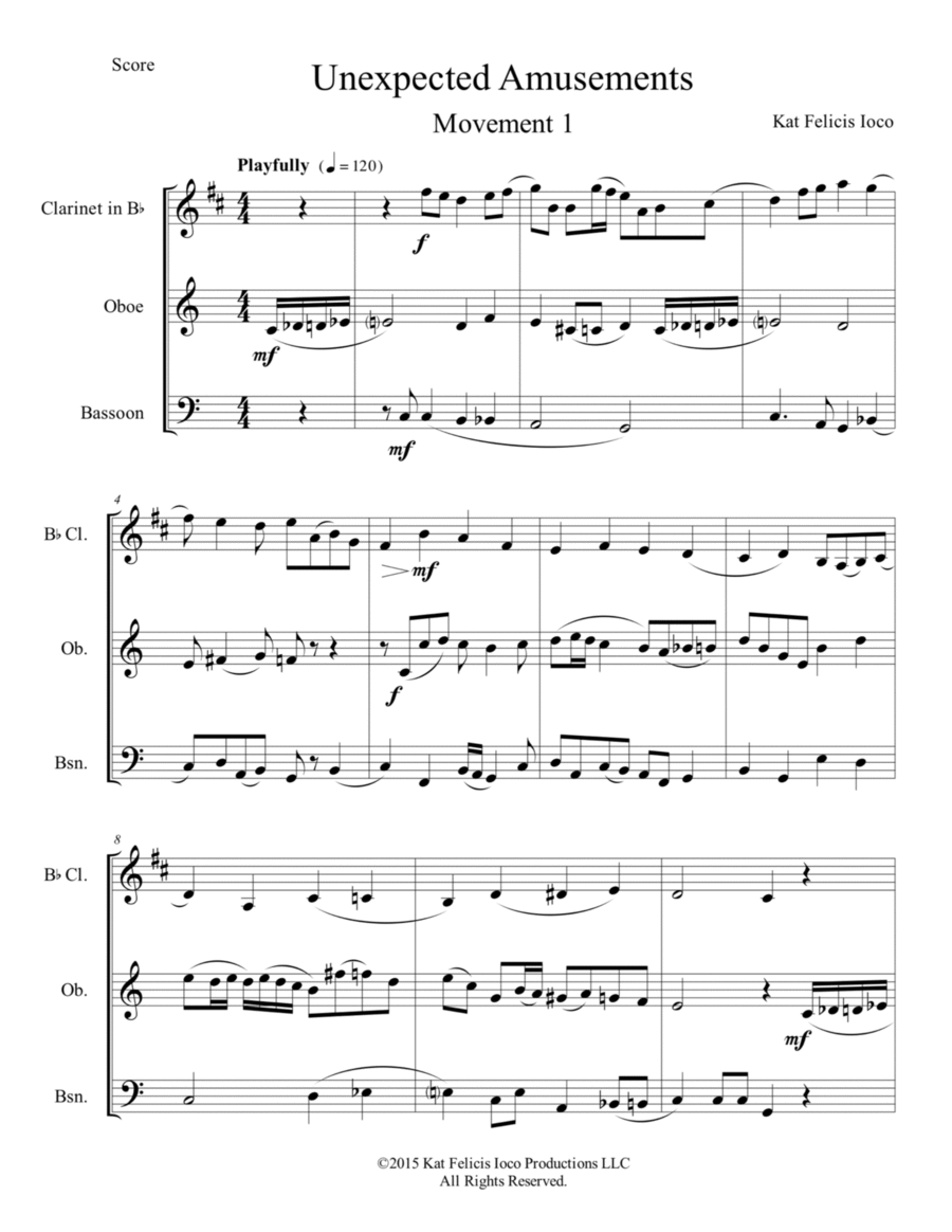 Unexpected Amusements Facilitating Hijinks of Chaotic Invention Woodwind Trio scores gallery preview page 1
