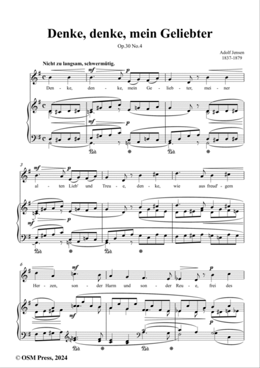 A. Jensen-Denke,denke,mein Geliebter,Op.30 No.4,in G Major Voice scores gallery preview page 2