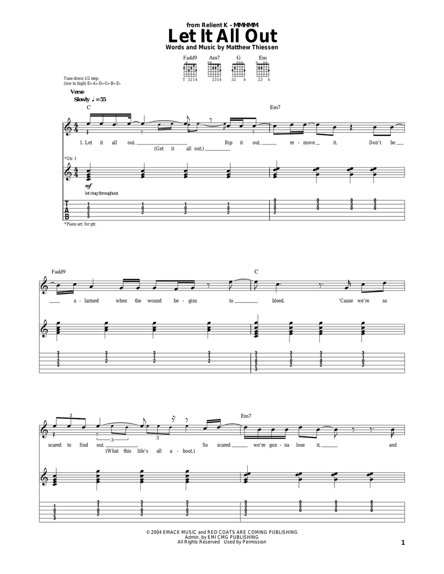 Let It All Out Acoustic Guitar scores gallery preview page 1