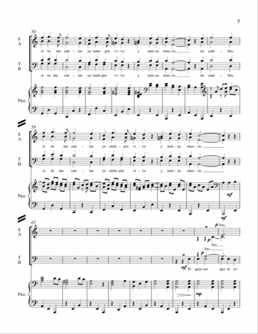 Three Mexican Folk Songs 4-Part scores gallery preview page 5