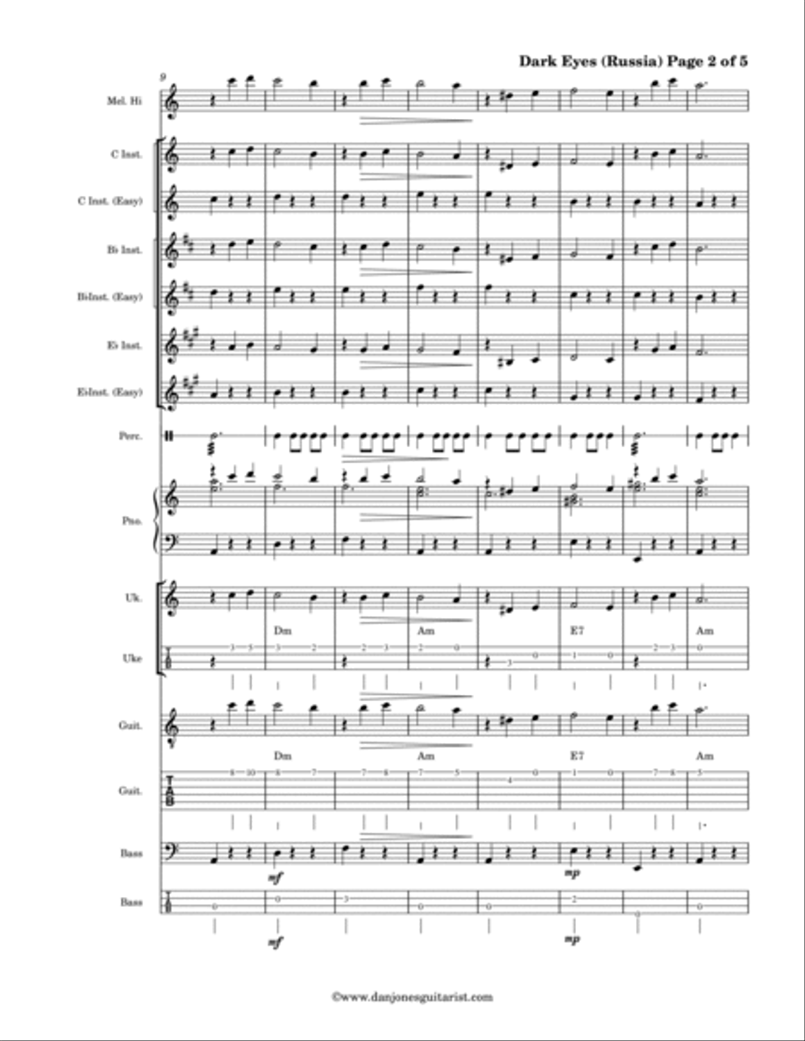 Dark Eyes (Les Yeux Noirs) Large Ensemble scores gallery preview page 3