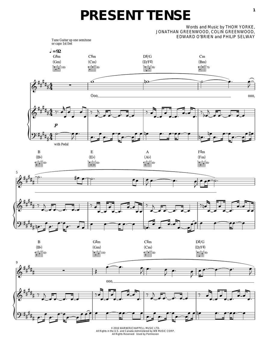 Present Tense Piano, Vocal, Guitar scores gallery preview page 1