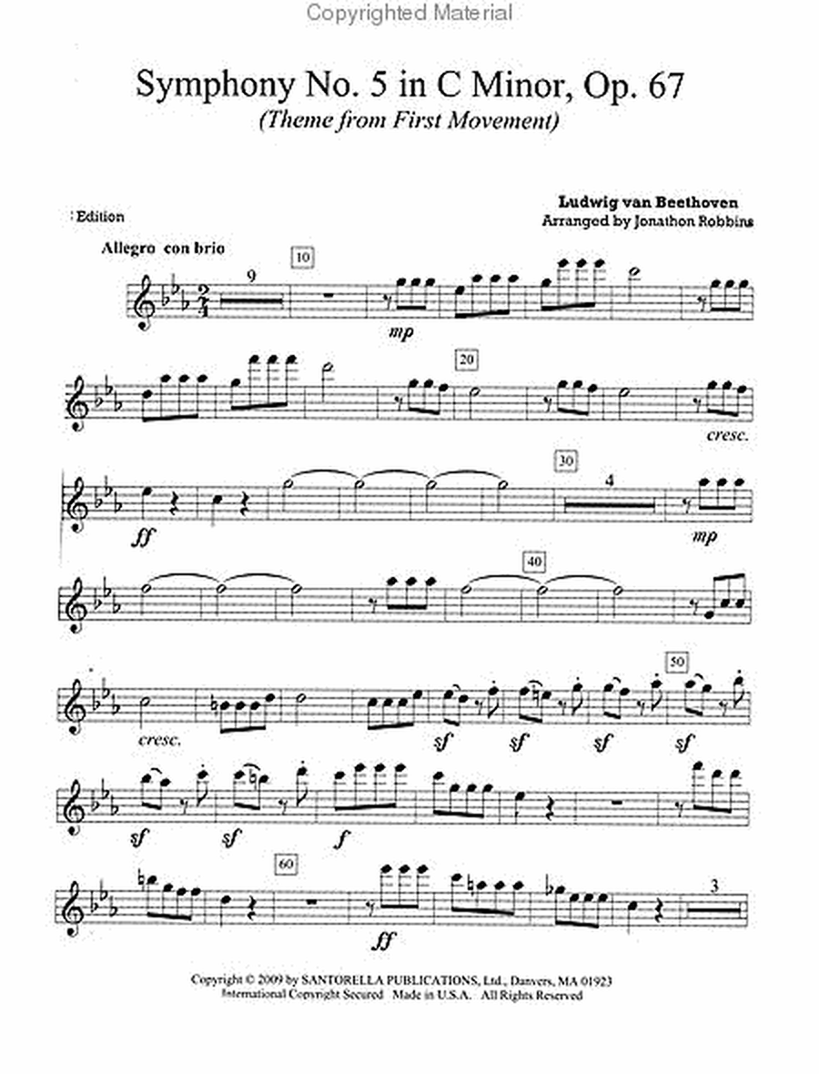 Beethoven's Fifth Symphony for Flute or Violin and Piano