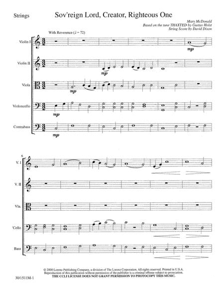 Sov'reign Lord, Creator, Righteous One - String Orchestra Score/Parts
