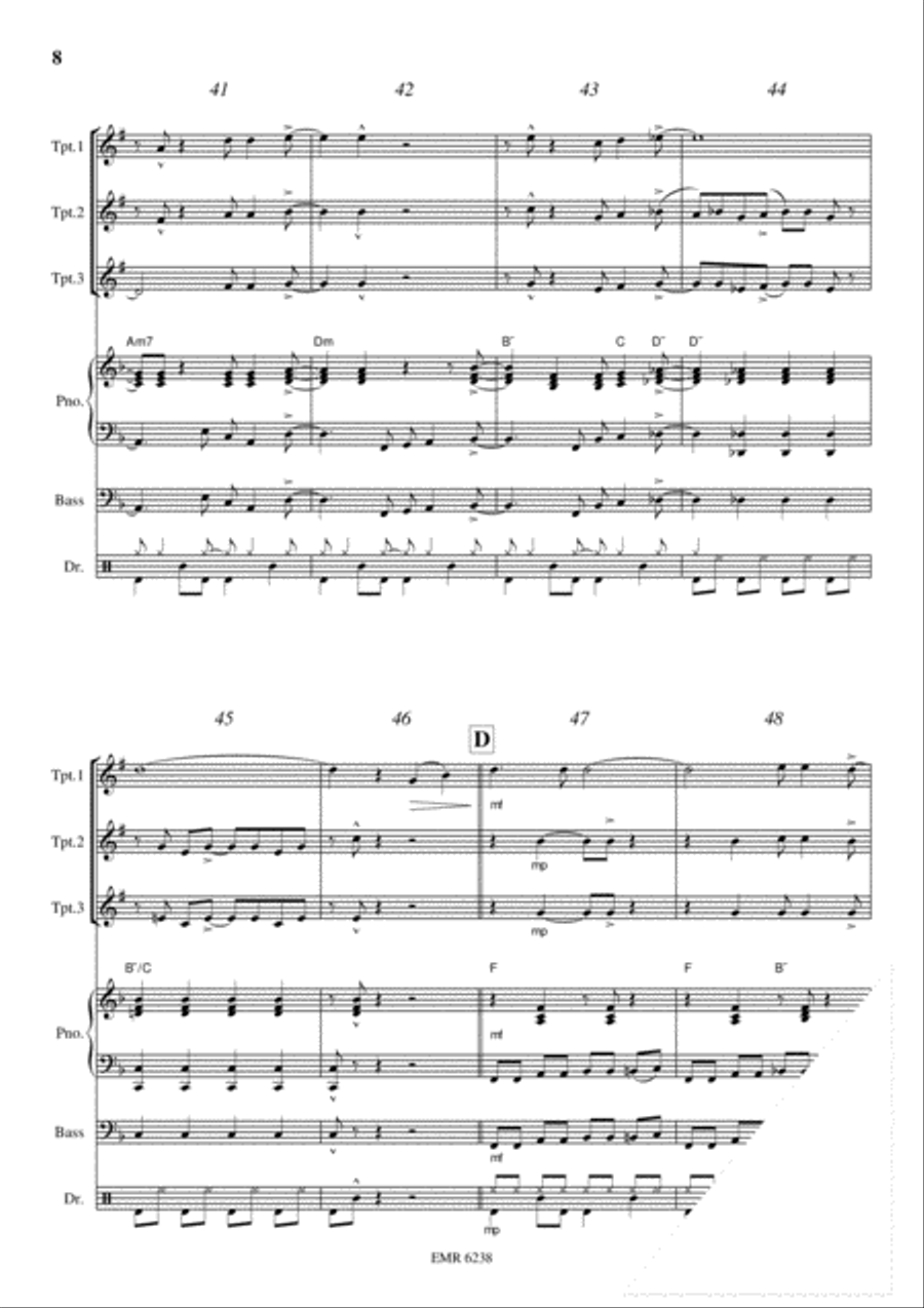Kumbaya Trumpet Trio scores gallery preview page 8