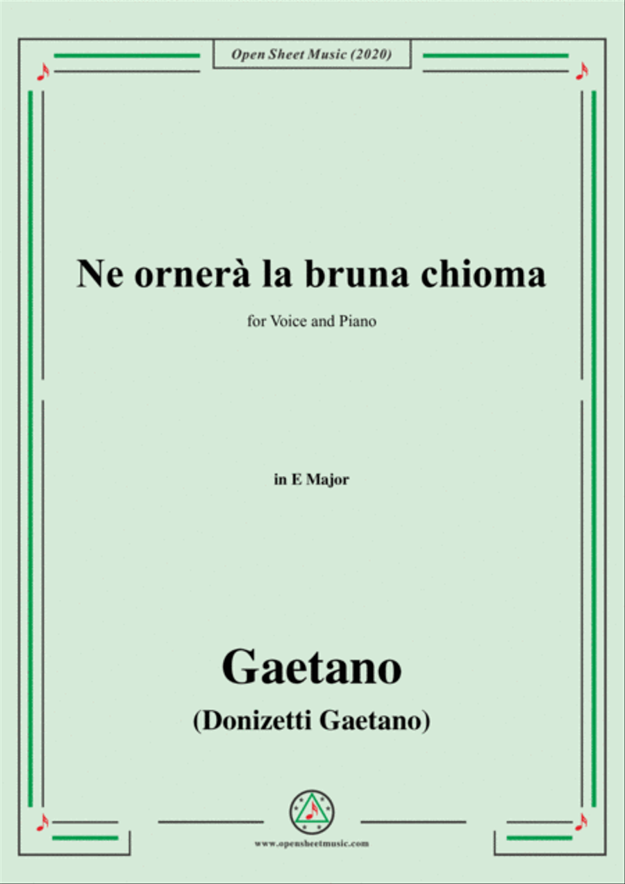 Donizetti-Ne ornera la bruna chioma,in E Major,for Voice and Piano Voice Solo scores gallery preview page 1