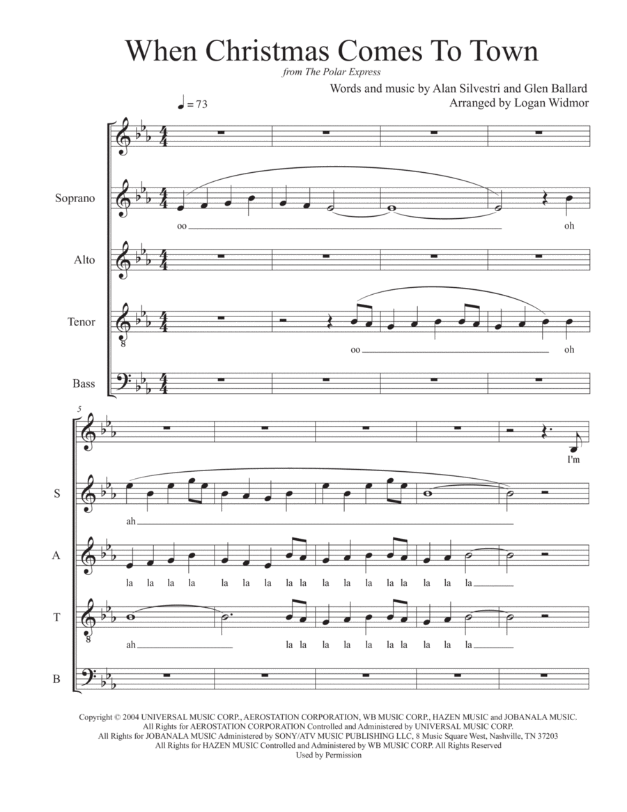 When Christmas Comes To Town 4-Part scores gallery preview page 1