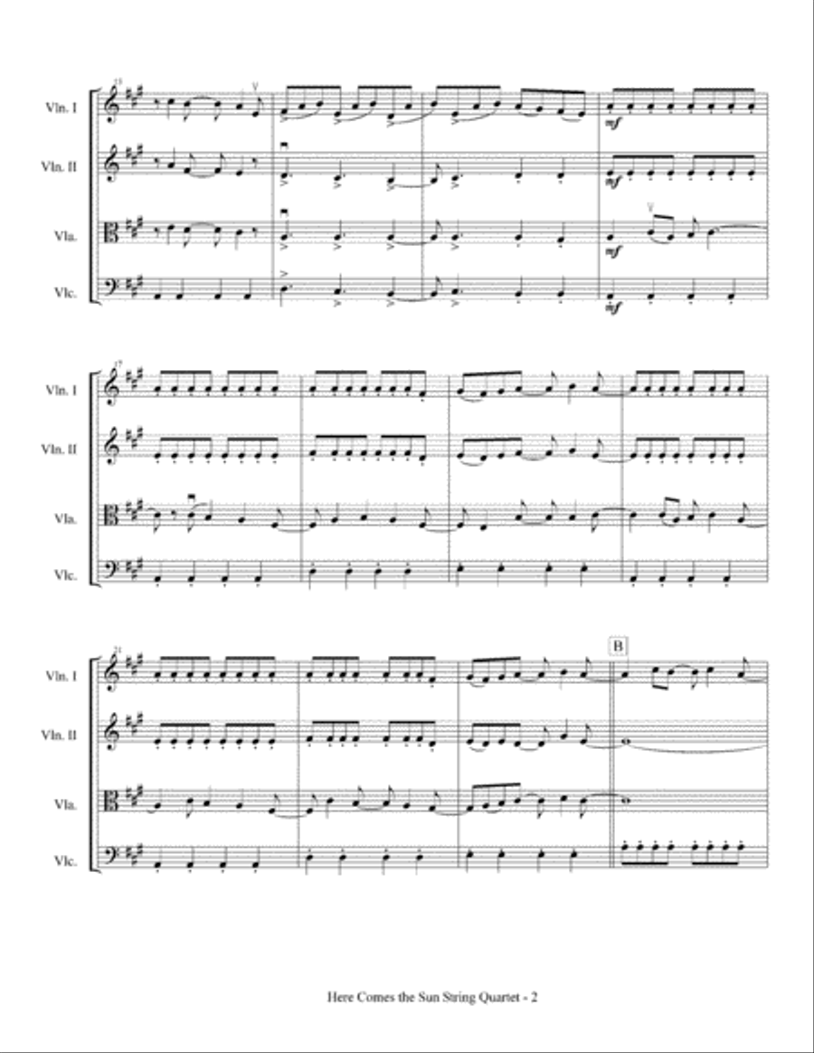 Here Comes The Sun Here Comes The Sun String Quartet scores gallery preview page 3