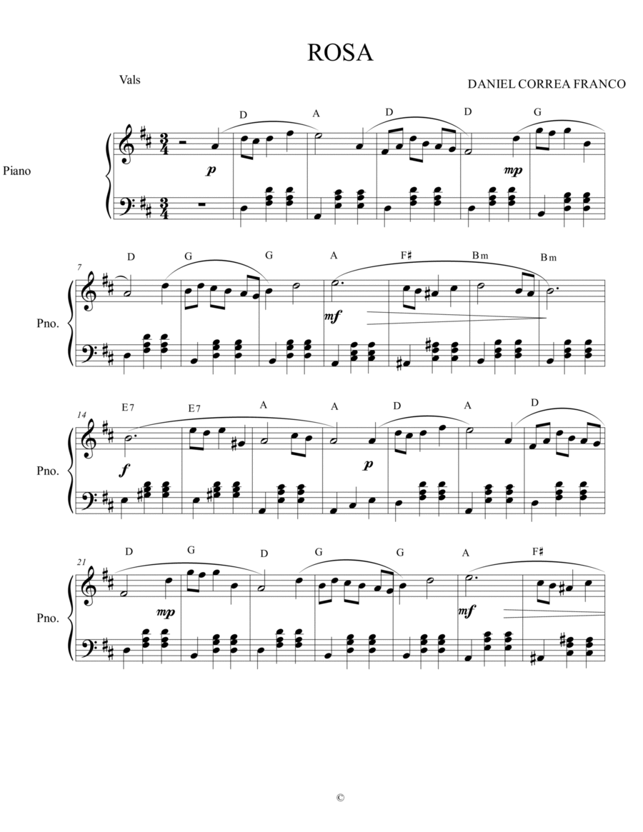 Rosa Piano Solo scores gallery preview page 1