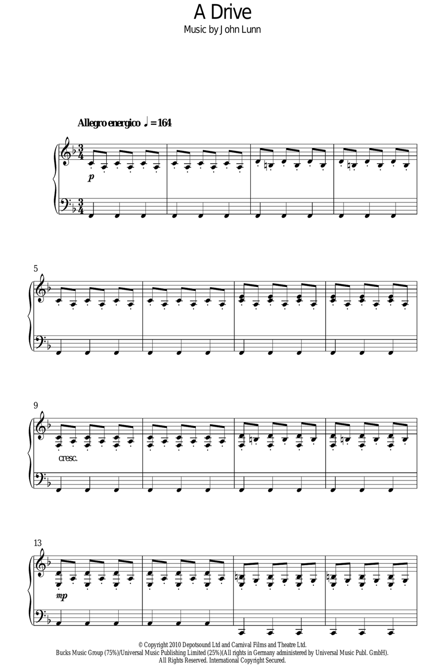 A Drive Piano Solo scores gallery preview page 1