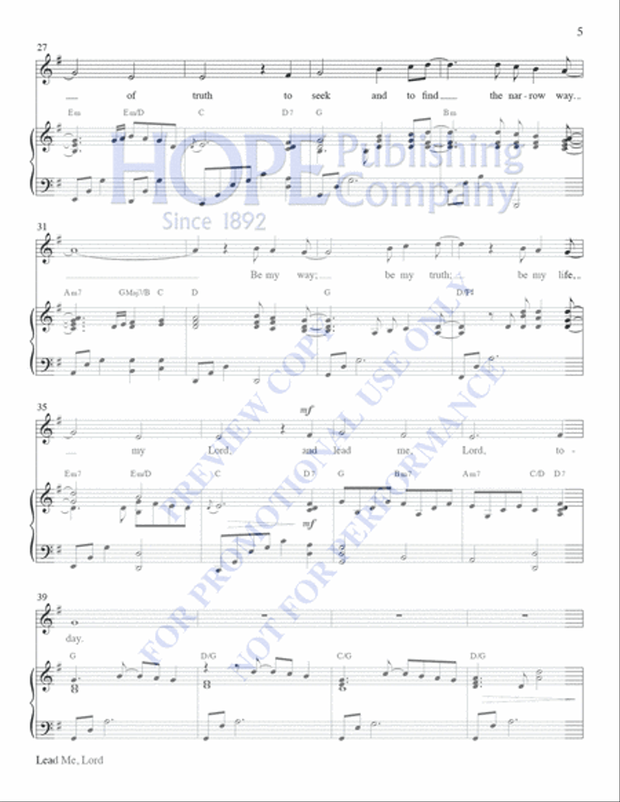 Lead Me, Lord Voice Solo scores gallery preview page 5