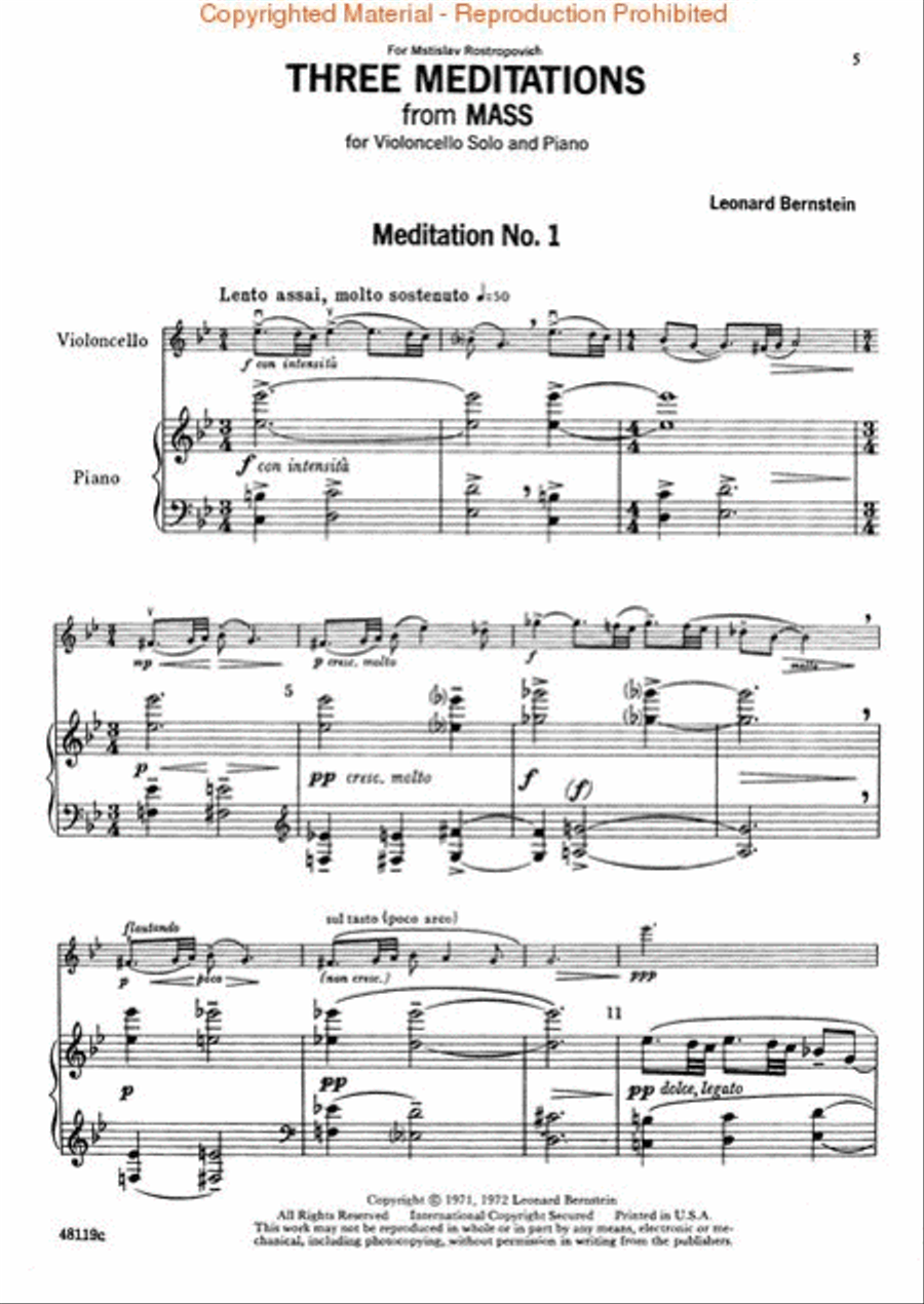 Three Meditations from Mass Piano Accompaniment scores gallery preview page 3