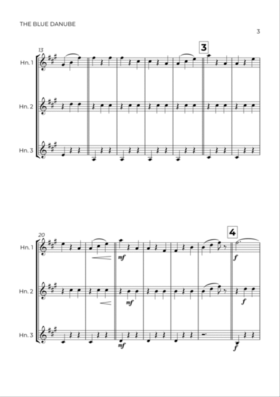 THE BLUE DANUBE - JOHANN STRAUSS - HORN TRIO Woodwind Trio scores gallery preview page 3