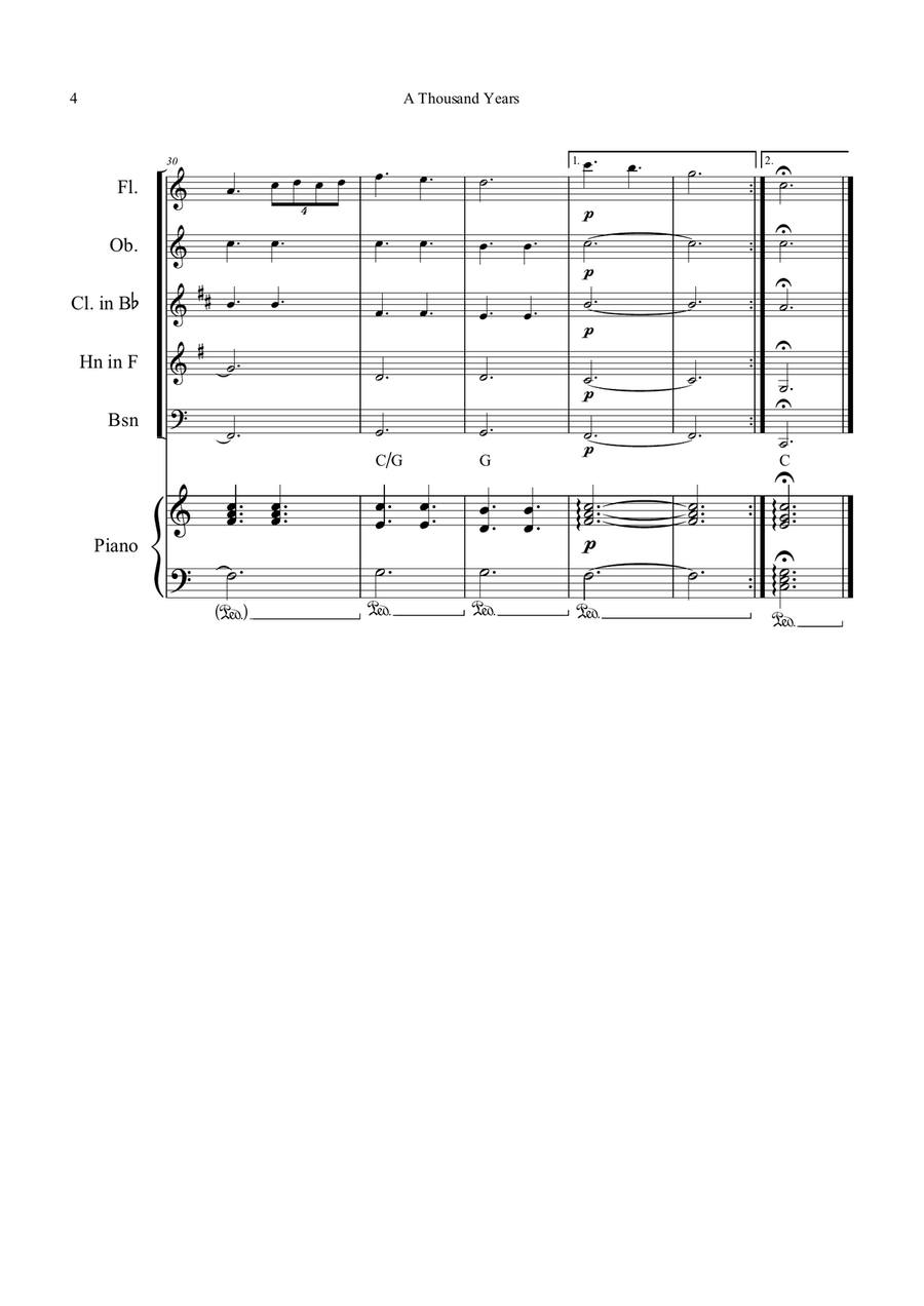 A Thousand Years Woodwind Quintet scores gallery preview page 4