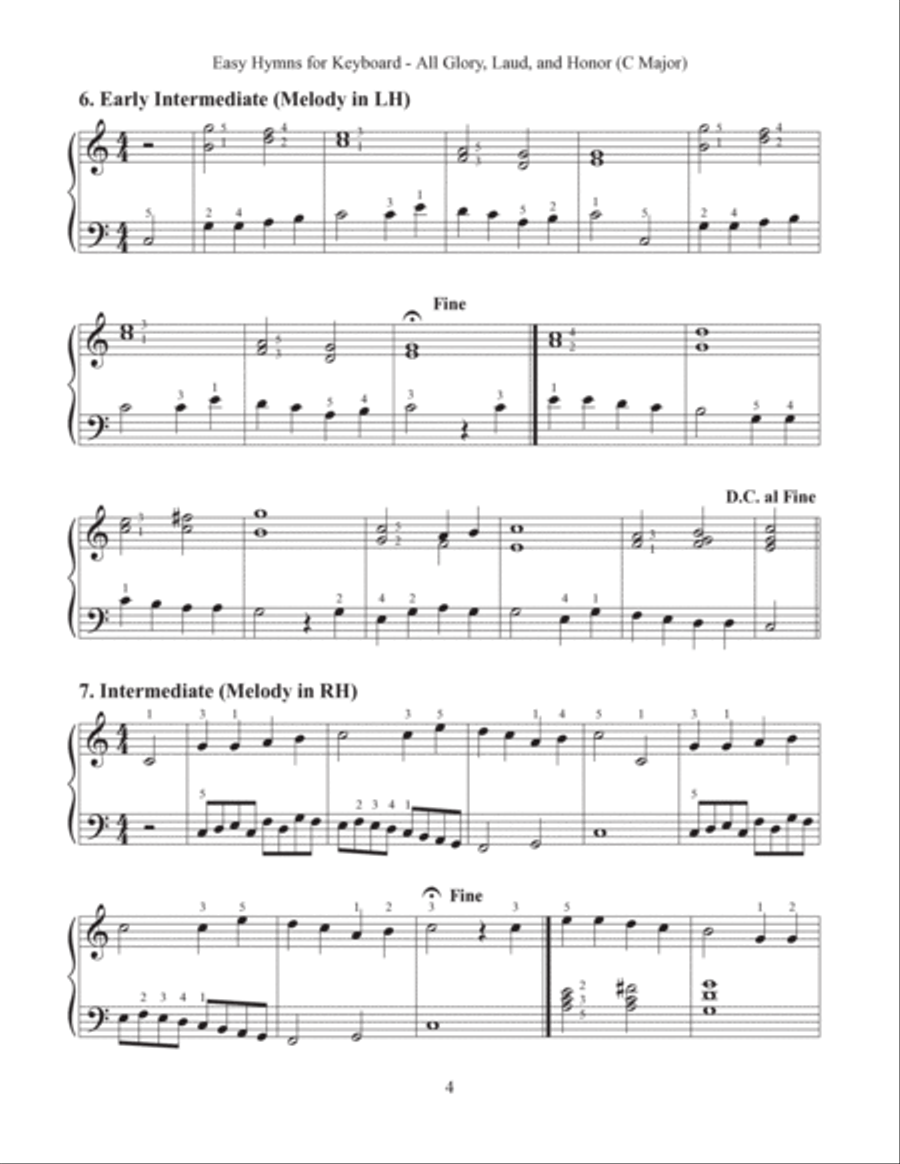 All Glory, Laud, and Honor (Easy Hymns for Keyboard) Piano Method scores gallery preview page 6