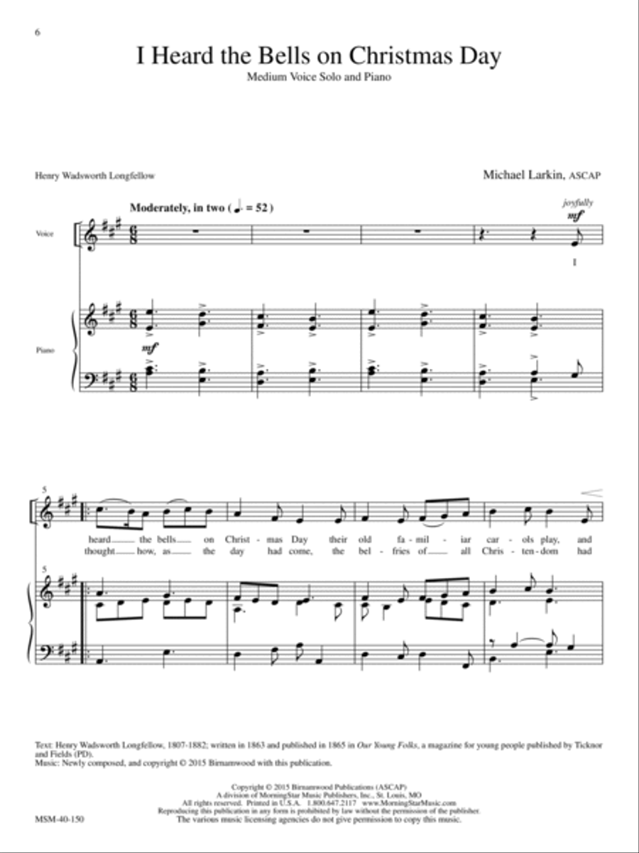 I Heard the Bells on Christmas Day Medium Voice scores gallery preview page 1