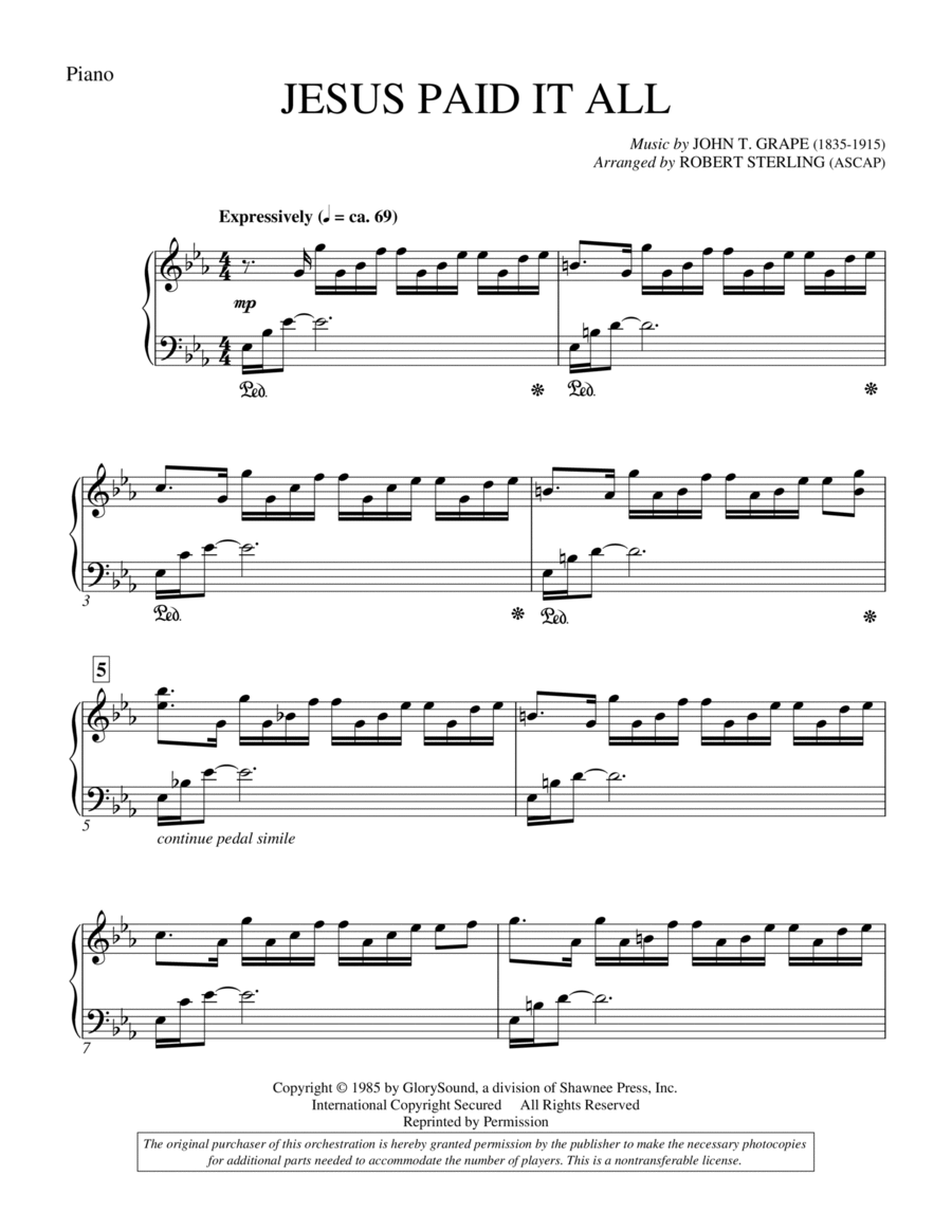 Jesus Paid It All - Piano Choir scores gallery preview page 1