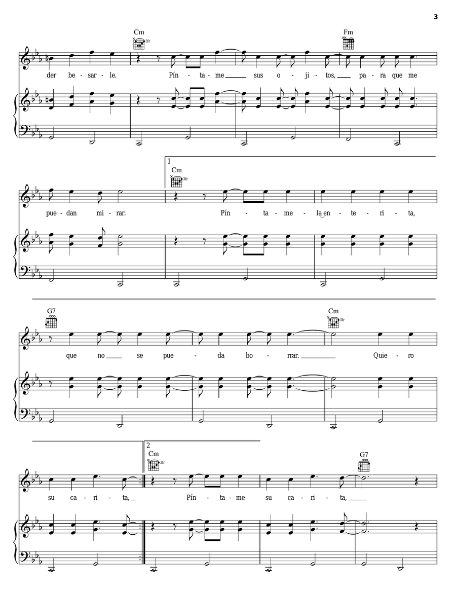 Pintame Acoustic Guitar scores gallery preview page 3