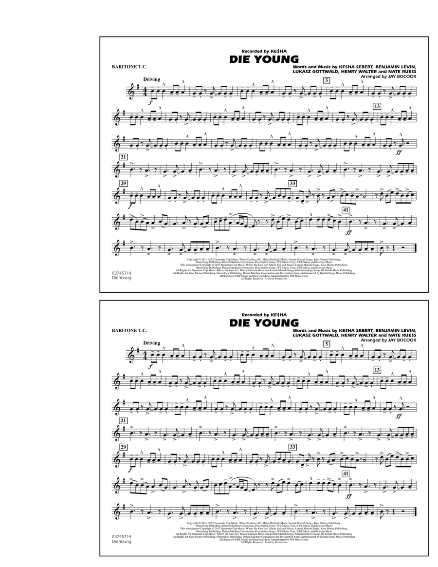 Die Young - Baritone T.C. Marching Band scores gallery preview page 1