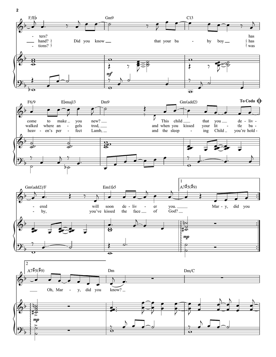 Mary, Did You Know? [Jazz Version] (arr. Brent Edstrom) High Voice scores gallery preview page 2